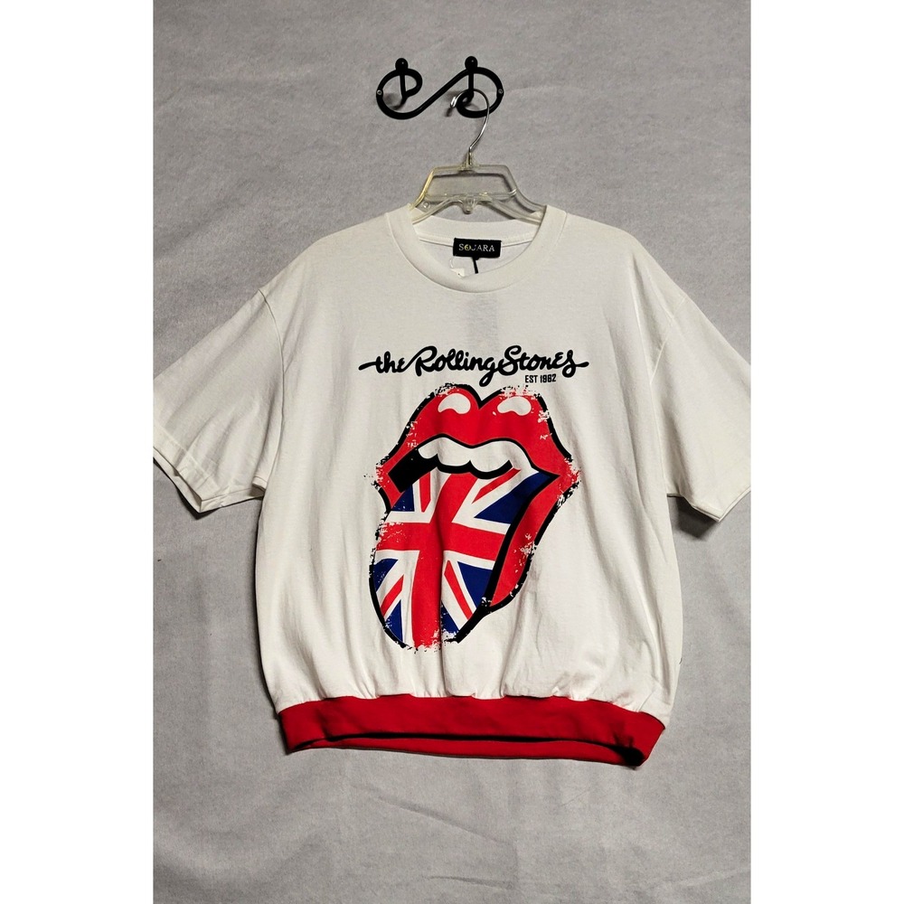 SOJARA The Rolling Stones Graphic Print Crew Neck Ss White T-Shirt Size L